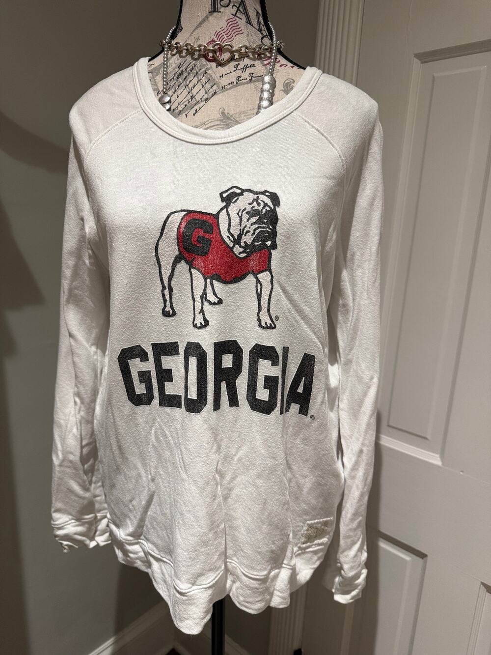 UGA GEORGIA BULLDOGS RETRO BRAND LIGHTWEIGHT SWEATSHIRT TOP LARGE